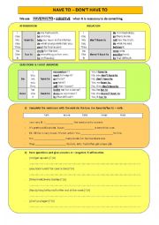 English Worksheet: HAVE/HAS TO (present simple)