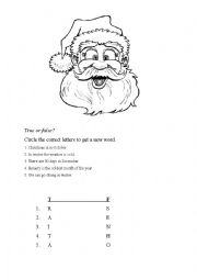 English Worksheet: Santa Claus - True or false game