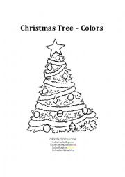 English Worksheet: Color the Christmas Tree