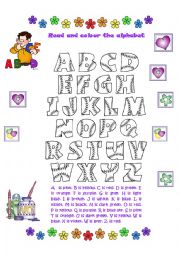 Read and colour the alphabet