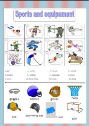 English Worksheet: sports and equipament