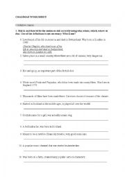 grammar worksheet on Relative clauses