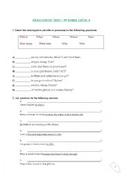 English Worksheet: diagnostic test