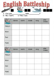 English Worksheet: English Battleship