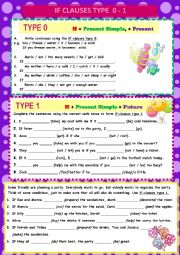 English Worksheet: IF Clauses TYPE 0 1