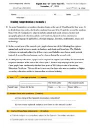 English Worksheet: End of term test 