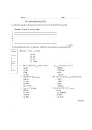 English Worksheet: TEST verb to be, possesive nouns