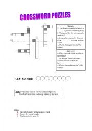 English Worksheet: Crossword puzzles on Holiday