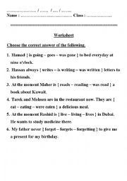 English Worksheet: Simple present and present continuous