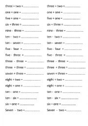 English Worksheet: Number 1-10, count and complete