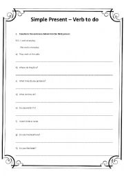 English Worksheet: Simple Present - To do