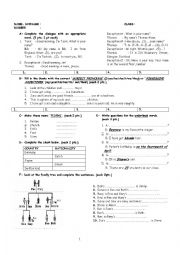 English Worksheet: 1st term 1st exam for 9th classes