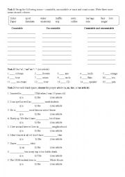 Articles, countable and uncountable nouns