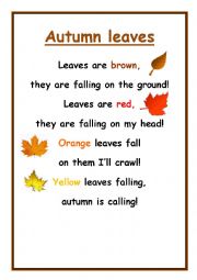 English Worksheet: Autumn leaves poem