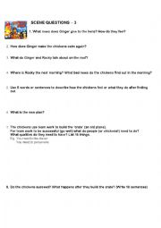 English Worksheet: Chicken Run - Easy Plot and Discussion Questions (end of film)