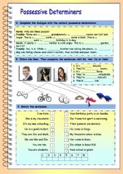 English Worksheet: POSSESSIVE DETERMINERS (Part 2)