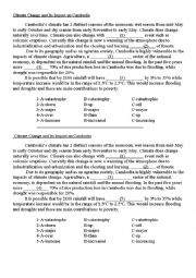 English Worksheet: Climate Change in Cambodia
