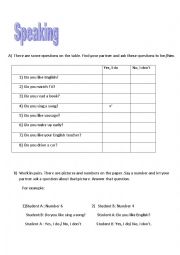 English Worksheet: speaking activity about simple present tense