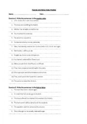 English Worksheet: Passive / Active Voice transformations
