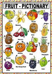 English Worksheet: FRUIT - PICTIONARY