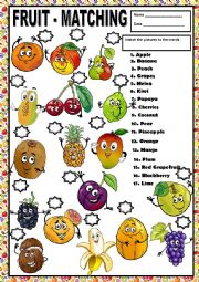 English Worksheet: FRUIT - MATCHING