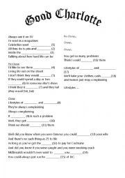 English Worksheet: Lifestyle of the Rich and Famous - Good Charlotte - song worksheet