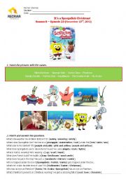 English Worksheet: Sponge Bob - Christmas Activity