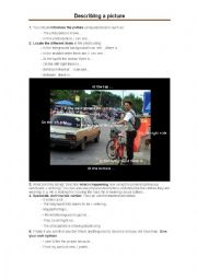 English Worksheet: Describing a picture