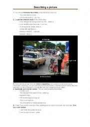 English Worksheet: Describing a picture