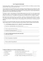 English Worksheet: environmnt