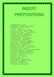 English Worksheet: PREPOSITIONS