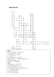 English Worksheet: Green Line 2, unit 2, crossword