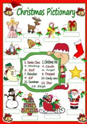 English Worksheet: Christmas Pictionary