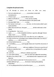 English Worksheet: Phrasal verbs in sentences