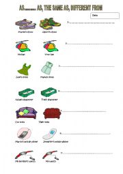 English Worksheet: as........as, the same as, different from