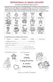 English Worksheet: Christmas is here again