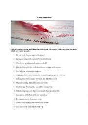 English Worksheet: Correcting sentence mistakes