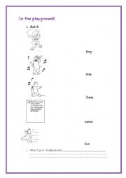 English Worksheet: activities in the playground!