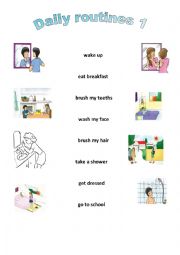 English Worksheet: Morning daily routines matching
