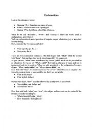 English Worksheet: exclamation