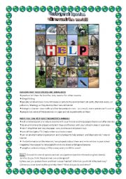 English Worksheet:  Endangered Animals - Speaking Activity with prompts