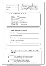 English Worksheet: Wh questions and verb to be in simple present Exercises