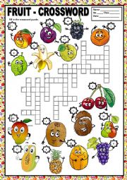 FRUIT - CROSSWORD + KEY