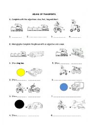 English Worksheet: Means of transports