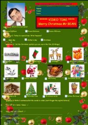 English Worksheet:  _ _ _  _ _ _ video time _ _ _  _ _ _ -*- MERRY CHRISTMAS MR BEAN -*-*                    with .  .  .  . YOU TUBE LINK  .  .  .  and .  .   .   .    KEYS