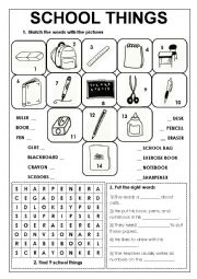 English Worksheet: School Things