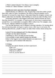 English Worksheet: Natural Disaster