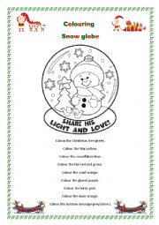 English Worksheet: Christmas Snow Globe
