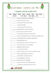 English Worksheet: X-mas Question words