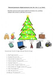 English Worksheet: object pronouns and Christmas presents